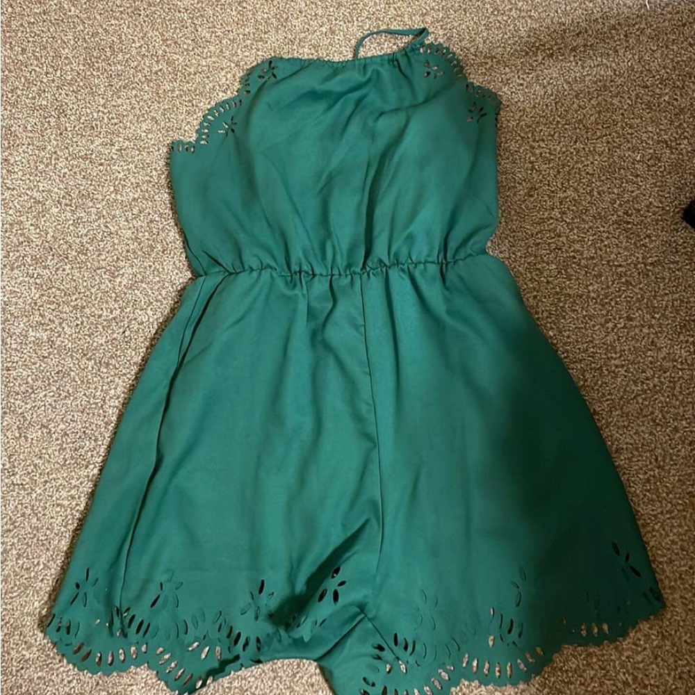Dark green (emerald) romper. Never worn.